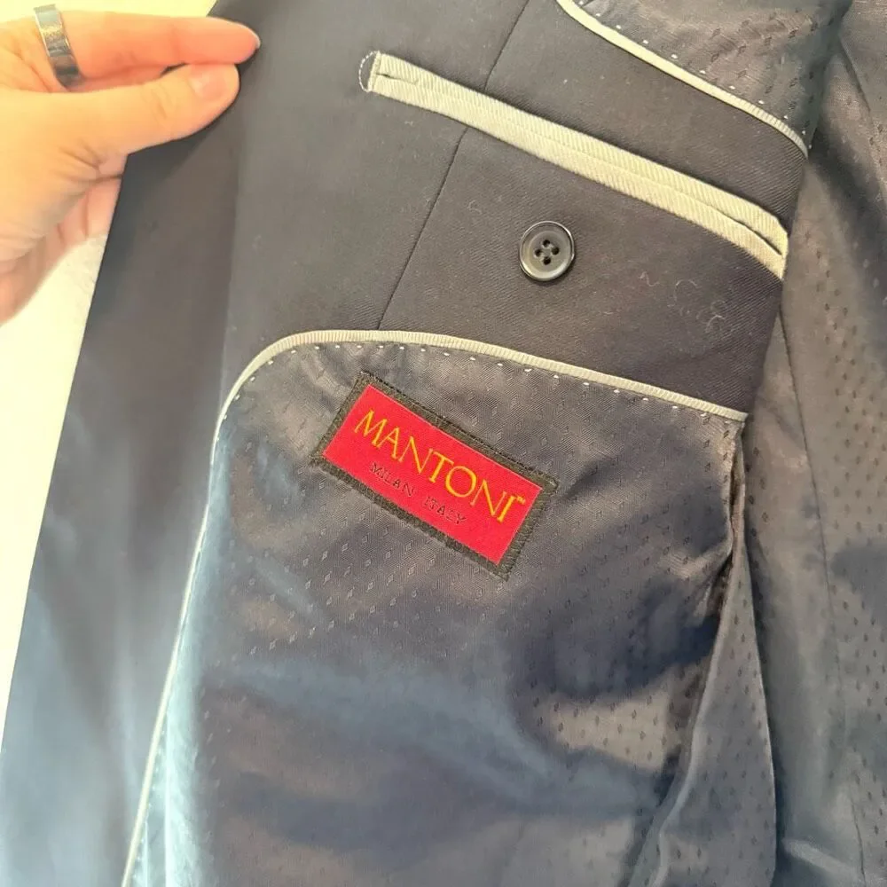Mantoni Navy 100% Virgin Wool‎ Sport Coat Blazer Size 44L